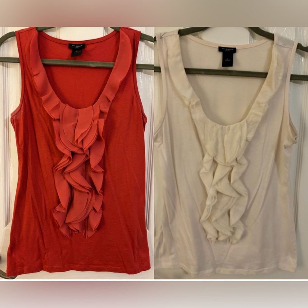 Lot of 2 Ann Taylor Ruffle Sleeveless Tops - Small